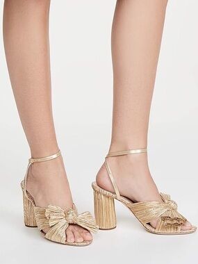 Gold Bow Block Heel Sandals – Camellia Style 8